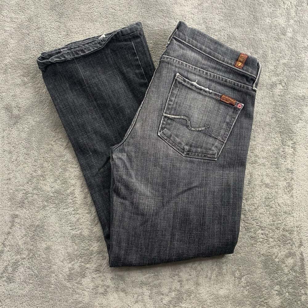 7 For All Mankind Bootcut Jeans Womens Size 30x27 Faded Black Denim Casual Rodeo